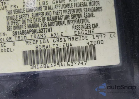 2010 Nissan Sentra 2.0S z USA, uszkodzony, nr VIN 3N1AB6AP9AL637747